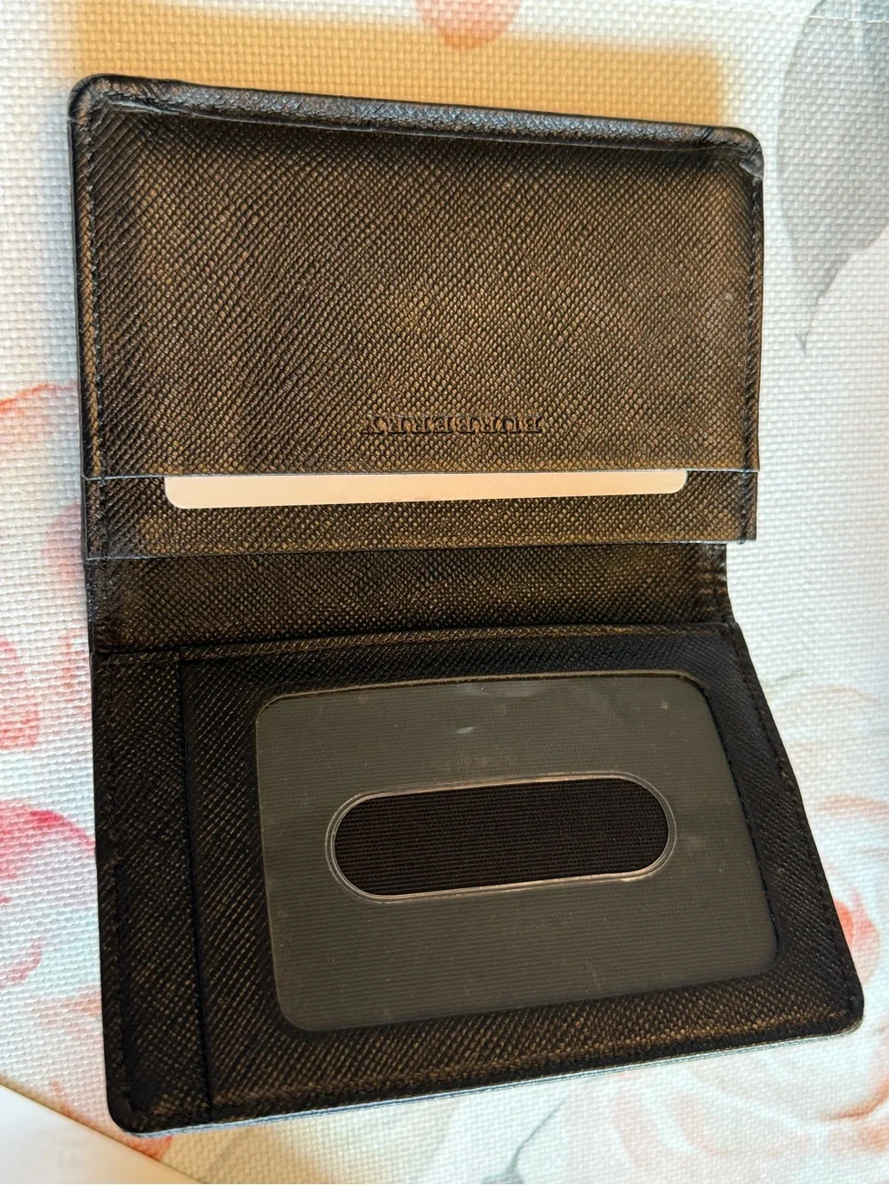 Burberry Black Leather and Beige Nova Check Card Holder